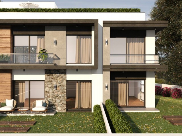 Wohnungen und Doppelhaushälften mit Meerblick aus dem Projekt in Lapta, Kyrenia