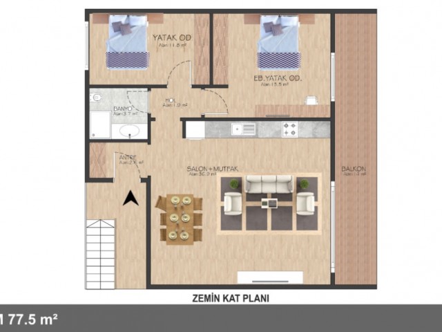 Lapta Bölgesinde 1+1 ve 2+1 Projeden Muhteşem Daireler