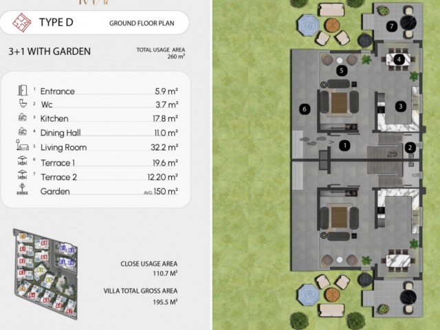 Wonderful 3+1 to 4+1 Villas from the Project in Famagusta Tuzla