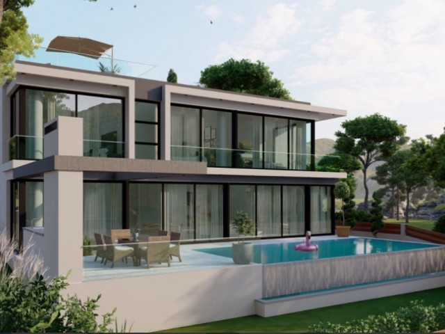 Charmante 4+1 Villa mit Meerblick und Infinity-Pool in Çatalköy