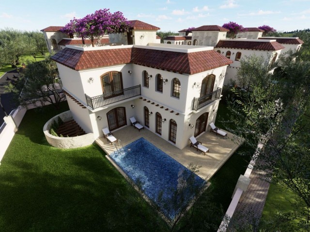 Villas with pools among olive trees in the project phase in Ozanköy Kyrenia