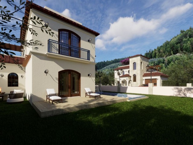 Villas with pools among olive trees in the project phase in Ozanköy Kyrenia
