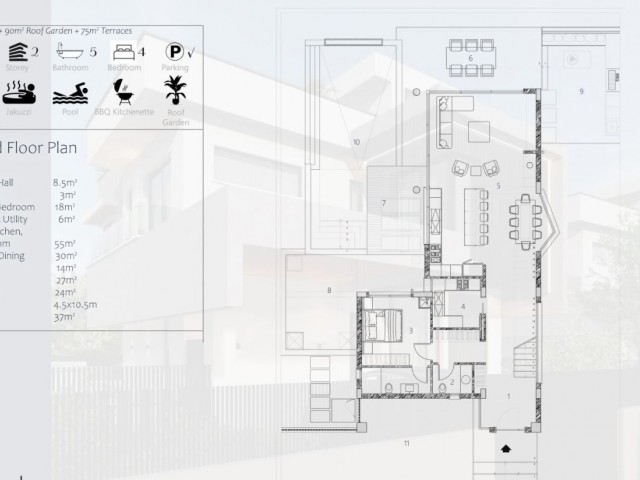 6 4+1 villas for sale in Çatalköy/Girne at the project stage