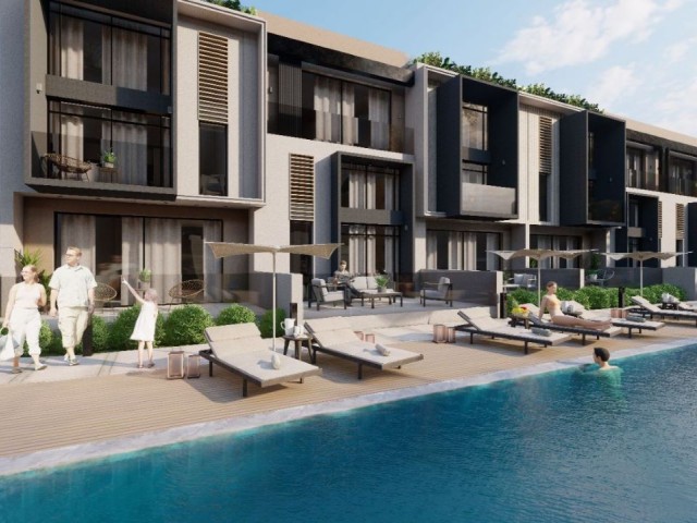 1+1 apartments with roof terrace and garden for sale from the project in Yeni Boğaziçi