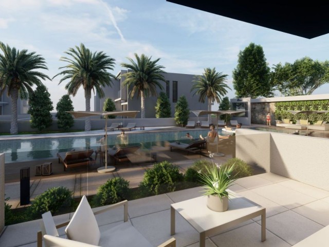 1+1 apartments with roof terrace and garden for sale from the project in Yeni Boğaziçi