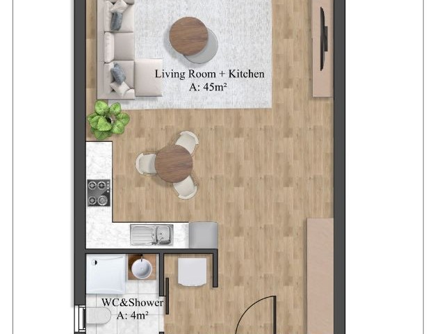 1+1 Wohnungen mit Dachterrasse und Garten zum Verkauf aus dem Projekt in Yeni Boğaziçi