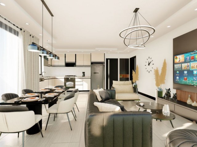 Magnificent 3+1 flats for sale from a 3+1 project on Iskele Long Beach