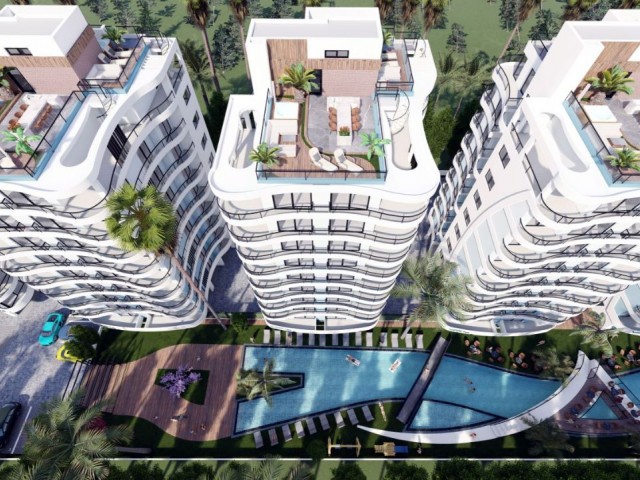 Magnificent 3+1 flats for sale from a 3+1 project on Iskele Long Beach