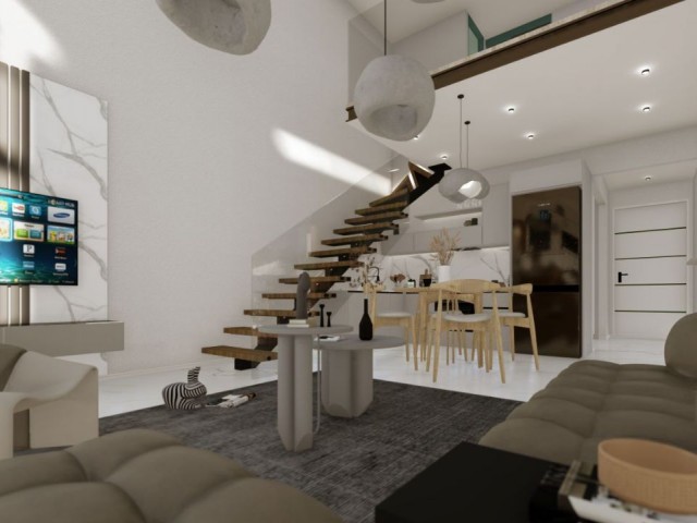 İskele/Long Beach sahilinde Projeden satılık 1+1 Loft daireler