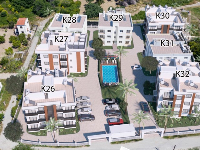آپارتمان 2+1 و 3+1 در یک مجتمع با استخر در گیرنه لاپتا
