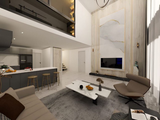 Mağusa City Mall yakınında satılık son iki  1+1 teraslı Loft Penthouse'lar 