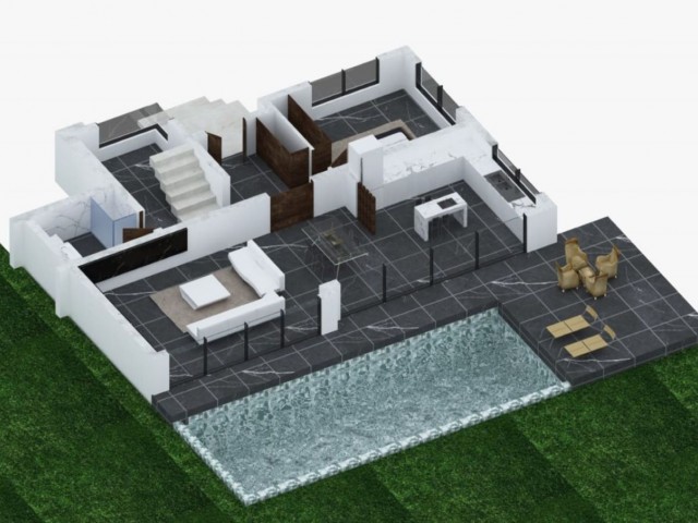 3+1 Doppelhaushälften zum Verkauf aus dem Projekt in İskele/Boğaz