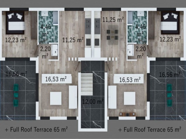 İskele/Boğaz'da Projeden satılık 1+1 full teraslı  penthouse daireler