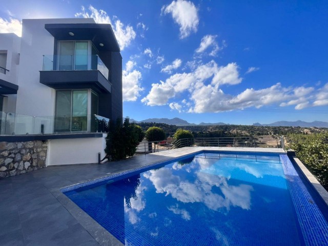 Villa For Sale With Infinity Pool and Sea and Mountain Views In Esentepe