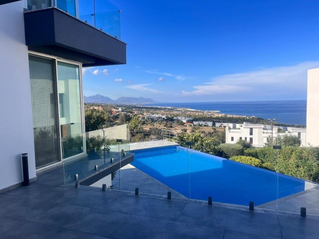 Villa For Sale With Infinity Pool and Sea and Mountain Views In Esentepe