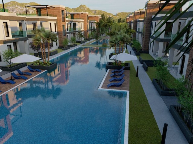 Luxury flats for sale in a complex with a great location in İskele Boğaz