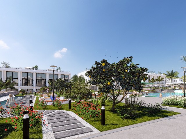 Apartment mit privatem Garten und Terrasse mit Meer- und Bergblick in Esentepe