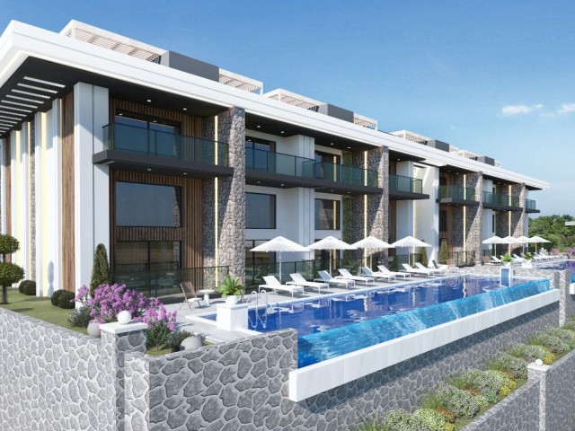 1+1 Luxury Apartment with Mountain Sea View in Kyrenia Esentepe