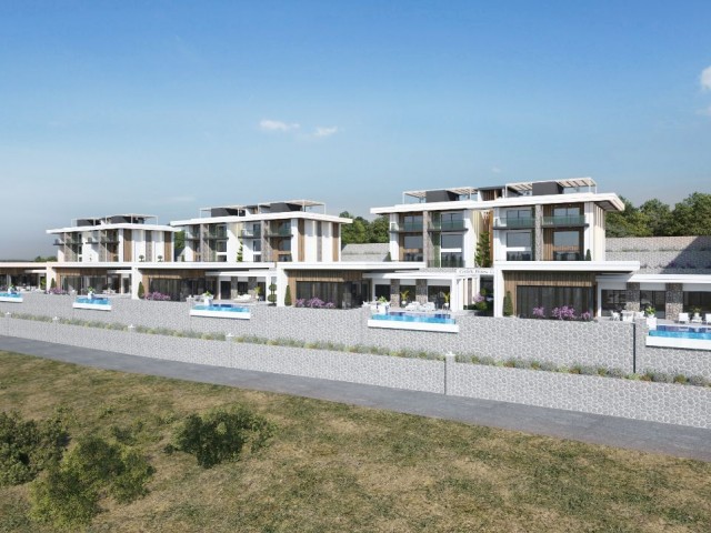 1+1 Luxury Apartment with Mountain Sea View in Kyrenia Esentepe