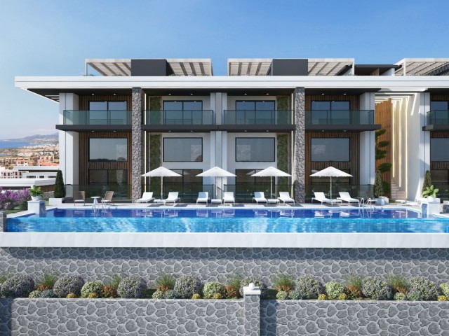 1+1 Luxury Apartment with Mountain Sea View in Kyrenia Esentepe