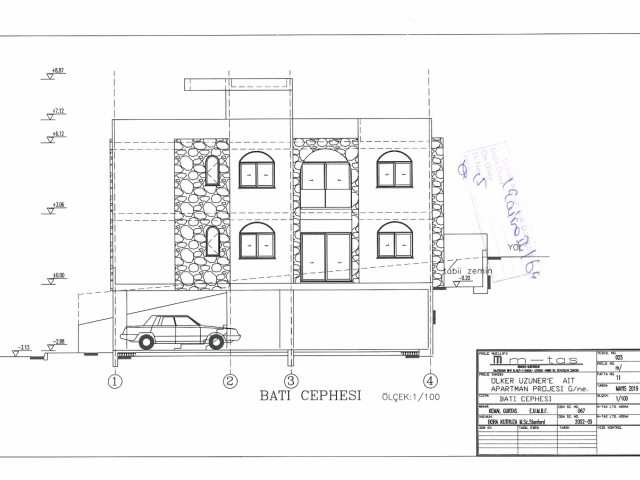 Project with 7x 2+1 flats in Lapta, all permits received and approved, 90% planning permission, Turkish finance, 3 floor land for sale with permission (1st basement garage)