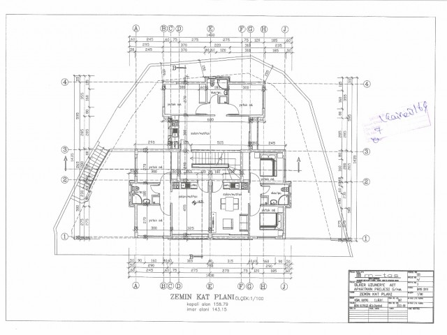 Project with 7x 2+1 flats in Lapta, all permits received and approved, 90% planning permission, Turkish finance, 3 floor land for sale with permission (1st basement garage)