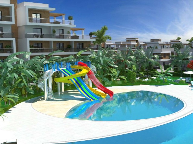 kelepır fıyat İskele Long Beach'de, Royal Sun Elite sitesinde, satılık 2+1 semi Villa ( teslime  ağostos 2024 ) en az aylık 700 stg kira geliri garanti