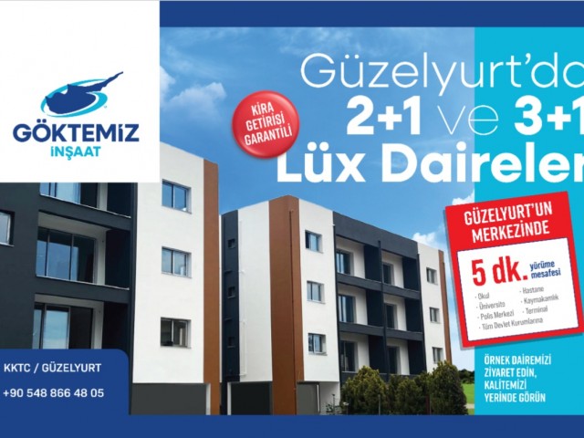 2+1 and 3+1 luxury flats for sale in Güzelyurt