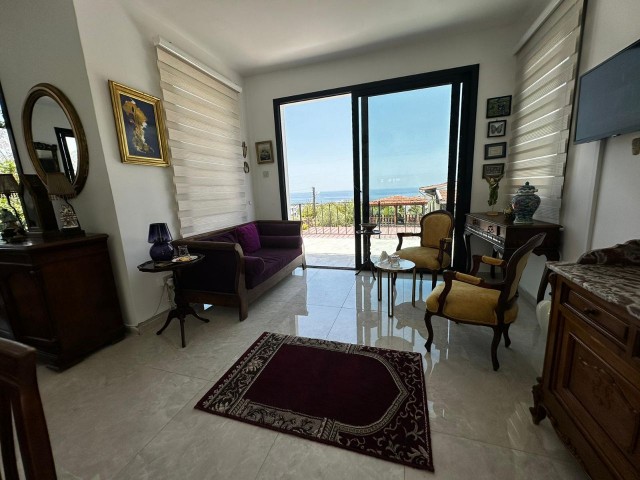 3+1 Villa for sale with a utility room and wonderful sea view in Çatalköy