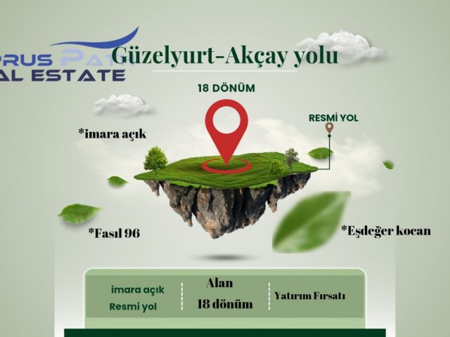 Güzelyurt Akçay Straßeninvestitionsmöglichkeit 18 Dekaden