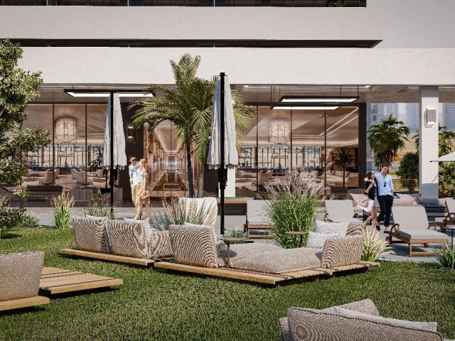 Iskele, Long Beach De Hotel Concept, Wohnung mit hohem Einkommen zum Verkauf aus einem großartigen Projekt