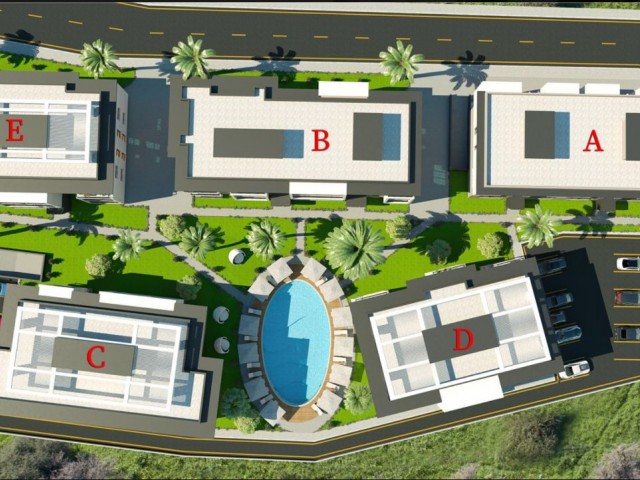2+1 Wohnungen mit Aussicht in einem Komplex mit Pool in Alsancak, Kyrenia