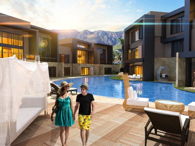 1+1 apartment for sale in Kyrenia Karaoglanoglunda by the Sea, Hotel Concept