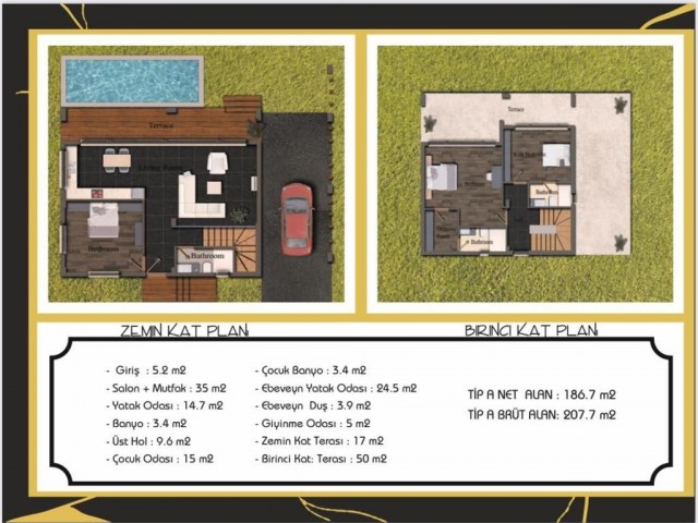 GİRNE LAPTA  DA HAVUZLU LUX 3+1 VİLLA