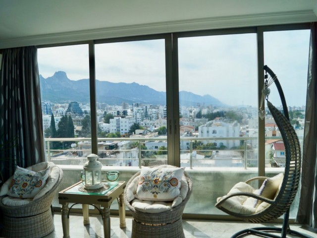 3+1 penthouse with magnificent mountain and sea views in the center of Kyrenia. for sale