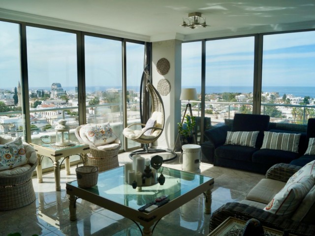 3+1 penthouse with magnificent mountain and sea views in the center of Kyrenia. for sale