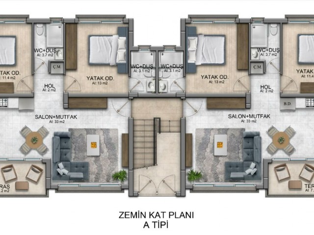 TWO BEDROOM GARDEN AND TERRACED APARTMENTS