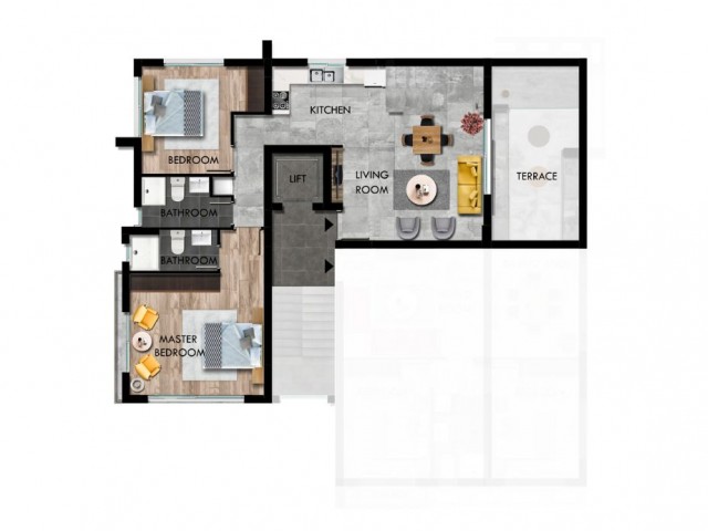 İskele Long Beach'te 2+1 Satılık Daire (KDV Ödenmiş, 115 m²) (£1.122/m²)