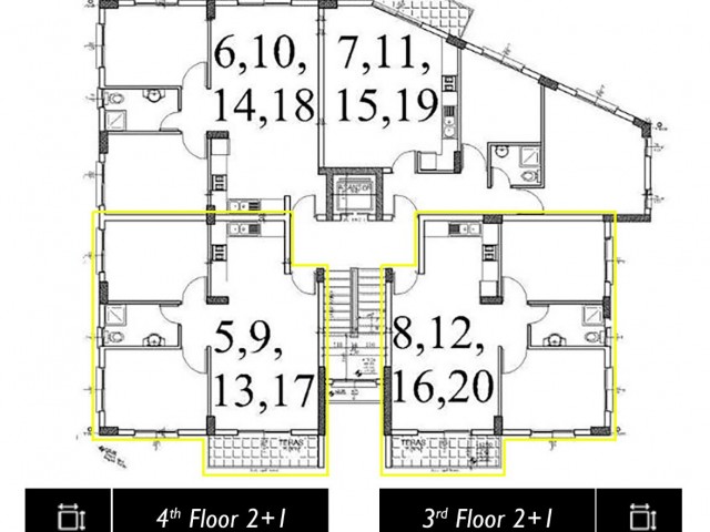 2+1-Wohnung zum Verkauf in Iskele / 4. Etage mit Südostausrichtung für 108.000 £ / 3. Etage mit Nordostausrichtung für 108.000 £