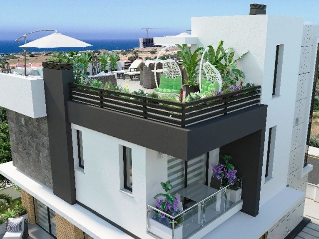 4+1 Villas with Mountain-Sea View, Super Quality -Turkish Title Deed-Pool in Çatalköy 299,000Stg.! ** 