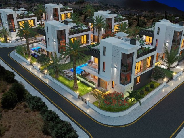 4+1 Villas with Mountain-Sea View, Super Quality -Turkish Title Deed-Pool in Çatalköy 299,000Stg.! ** 