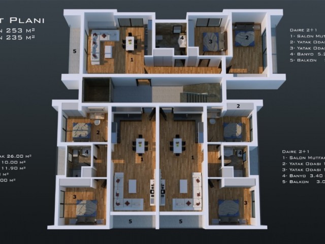 90 m2 Net and 85 m2 Net 2 + 1 Apartments Available for Commercial + Residential Use on the Registered Street Equivalent to ULTRA LUX in Küçük Kaymaklı - Offices Campaign! We Will Deliver It Immediately49900 - +90 542 861 62 72 ** 