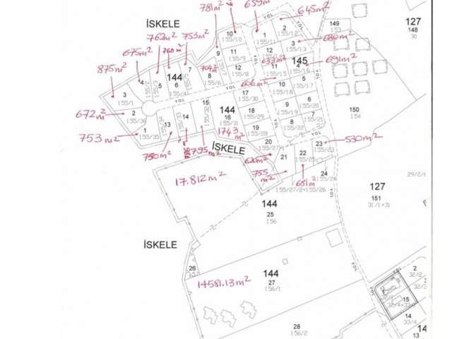 İskele'de Villalık Dağ ve Deniz Manzaralı ARSALAR-  DAÜ Arsalar Denilen 9 Evler Karşısında Denize Yürüme Mesafesinde 45000 GBP 