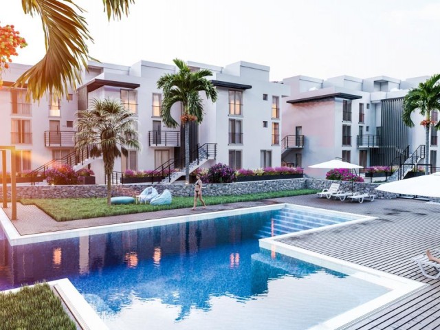 Famagusta-Süßwasser 1 + 1 Penthouse 2+1 double Llogara, 3+1 Ultralu Llogara Apartments mit Garten ! Llogara Leben mit Privatstrand inmitten von Natur, Landschaft und Qualität (Lieferung Juni 2023) ** 