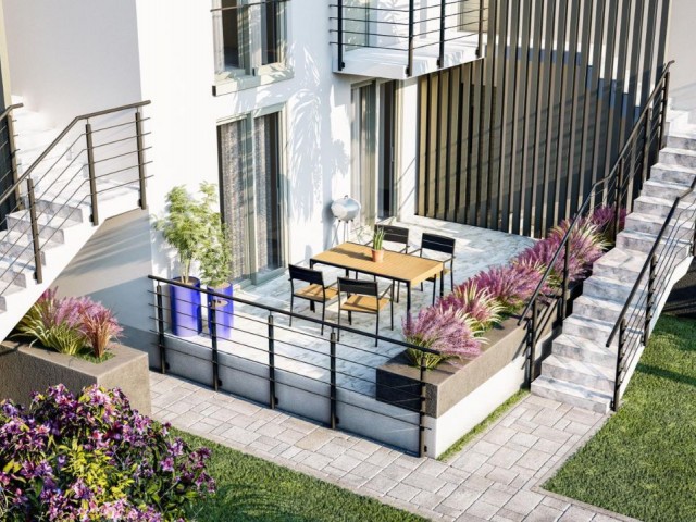 Famagusta-Süßwasser 1 + 1 Penthouse 2+1 double Llogara, 3+1 Ultralu Llogara Apartments mit Garten ! Llogara Leben mit Privatstrand inmitten von Natur, Landschaft und Qualität (Lieferung Juni 2023) ** 