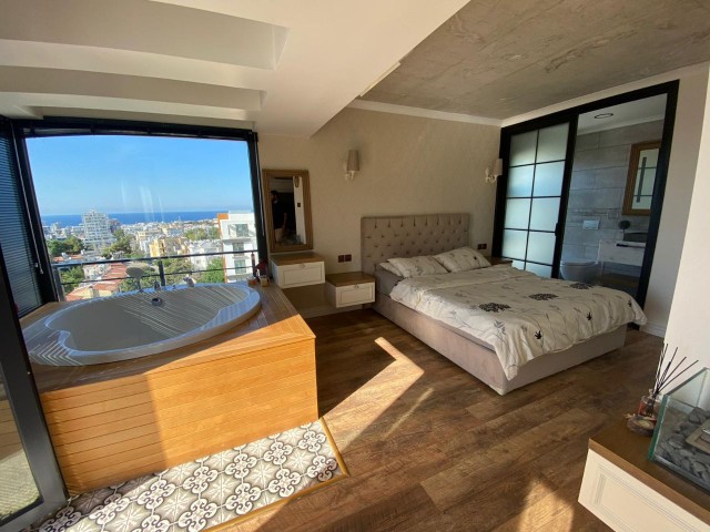 Komplett möblierte Wohnung zur Miete in Kyrenia mit Jacuzzi mit Blick auf die Berge und das Meer Lu Llogara 1 + 0 ** 