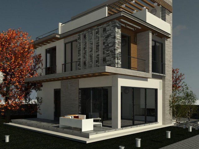 3+1 Mountain and Sea View Villas with Private Pool in Alsancak-200 m from the sea