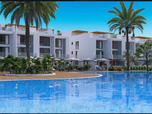 Bungalows, Apartments and Dublex Penthouse for Sale in a Magnificent Site Located 300 m from the Sea in Esentepe