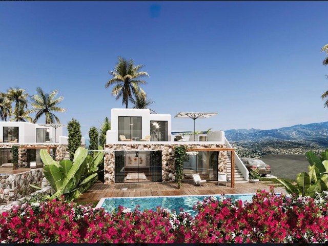 Villas for Sale in Kucukerenkoy Region with 4+1 Private Infinity Pool and Garden and Magnificent Roof Terrace Designed for Investment or Luxury Living