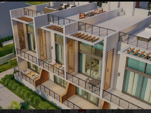 1+1 طبقه باغ، پنت هاوس 2+1 شیروانی، استودیو آپارتمان و ویلا برای فروش در یک مجتمع مدرن با چشم انداز باشکوه طبیعت در Esentepe